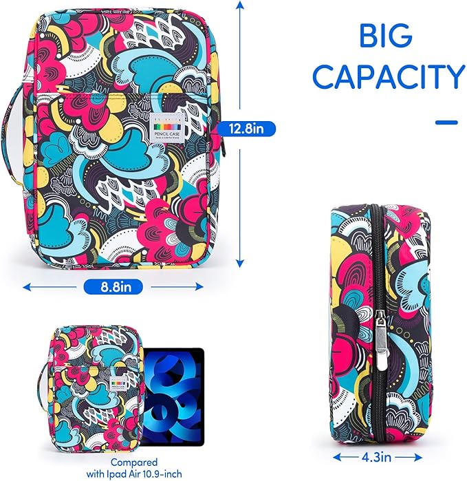 YOUSHARES 300 Slots Color Pencil Case - Pen Case Organizer with Handy Wrap & Zipper, Multilayer Holder for Prismacolor Colored Pencils & Gel Pen (Colorful)