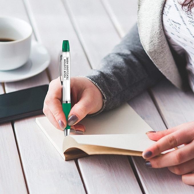 DISCOUNT PROMOS Personalized Plastic Highlighter Pens - 50 pack - Customizable Text, Logo - Green