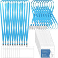 100 Pcs Lanyards for ID Badges and 100 Pcs Clear Name Tag Holders Reusable Lanyard with Clip Plastic ID Card Badge Holder Name Badges for Adults Kids Business School Office Supplies (Light Blue)