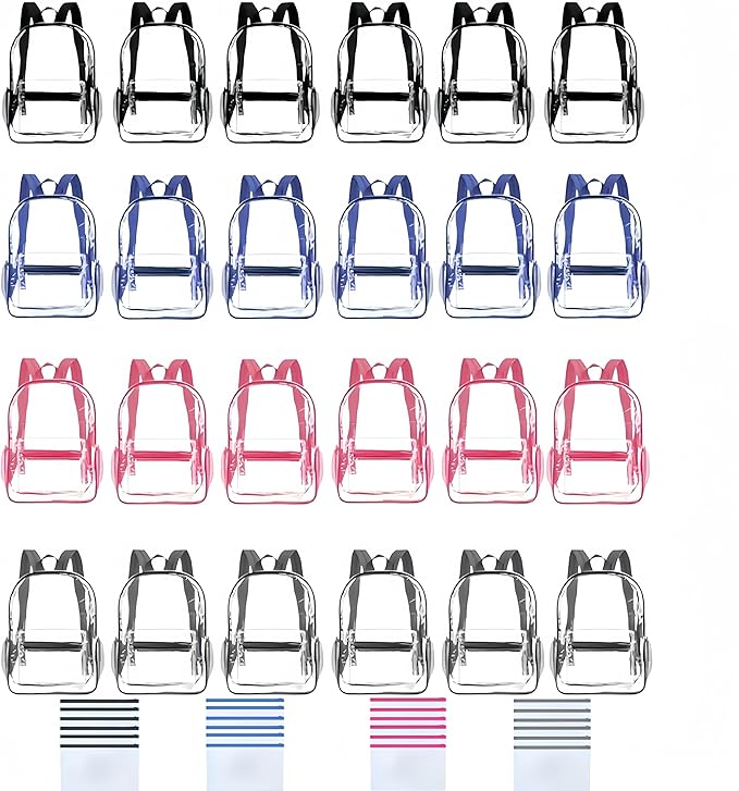 GACEMIU Bulk 1/3/12/24/48 Pack Clear Backpack Transparent Backpack For Travel Sport Work School Stadium Approved