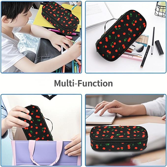Cherry Pencil Case Pencil Pouch Large Capacity Pen Bag School Office Organizer Stationery Storage Box For Girls Boys Teen Kids