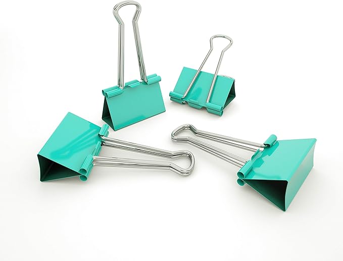 Nctinystore Binder Clips Small Metal Clamp 0.75 inch / 19 mm (Light-Green, 40-PCS)