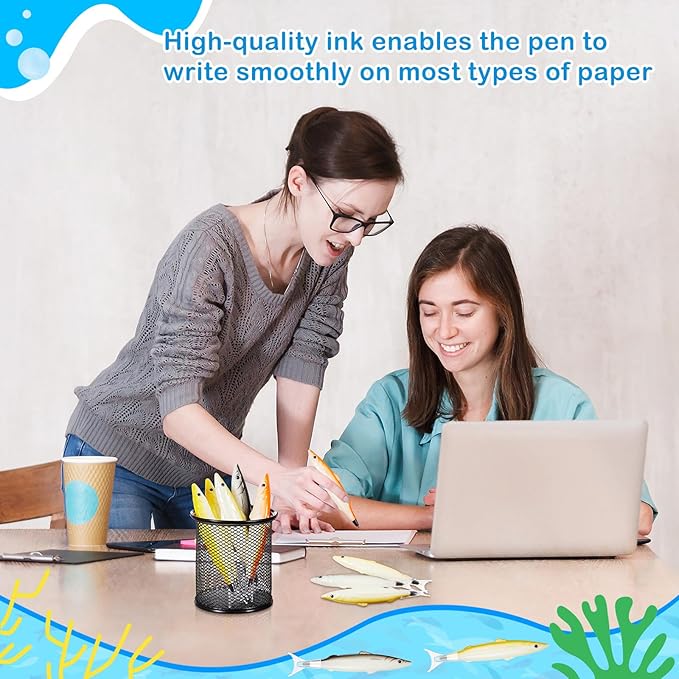 Outus 12 Pieces Fish Pens Fishing Birthday Party Favors Decoration Writing Ballpoint Pens for Office Valentine Day Chinese New Year Gifts (Realistic)