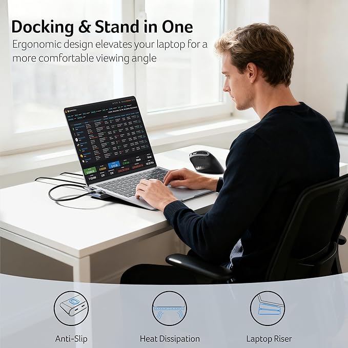 Acer Laptop Docking Station Stand, 11-in-1 USB C Docking Station 3 Monitors with DP 8K + Dual HDMI 4K@60Hz, Ethernet, 10Gbps Data, 100W PD, SD/TF, USB C Dock with Detachable Cable for Acer/Dell/Mac/HP