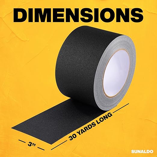 Gaffers Tape (3 Inch x 30 Yards) Strong Hold, Easy to Rip, Residue-Free Professional Grade Floor Tape for Electrical Cords, Matte Finish Non Reflective, Weather Resistant (Black)