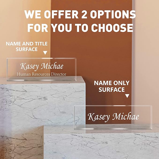 SalaGraphics Custom Engraved Acrylic Name Plates for Desks, Office Desk Plate Personalized, Decor Nameplate, Nurse Manager Employee Teacher Appreciation Gifts, Accessories (Flowers H)