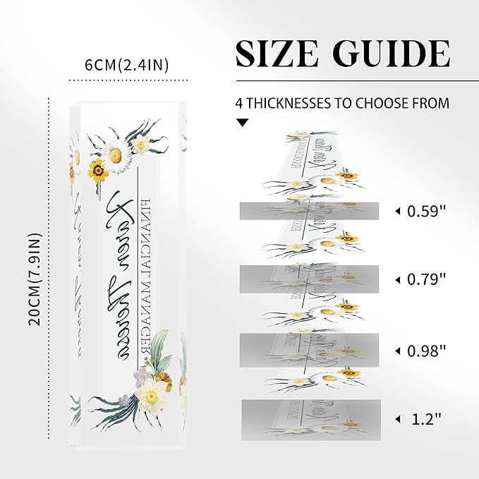 Custom Office Name Plate, Personalized Gifts for Women & Employees, Office Desk Accessory (Little Daisy)