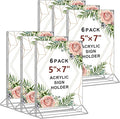 Seencool 5 x 7 Acrylic Sign Holder - Clear Wedding Table Number Holder, Double Sided Picture Frames with Vertical Stand, T Shape Desktop Display Stand for Office, Home, Store, Restaurant
