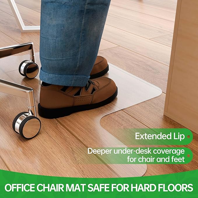 100pointONE Office Chair Mat for Hardwood Floor, 53" x 45" Clear Desk Chair Mat for Hard Floors, Easy Glide Computer Chair Floor Mat for Home Office Rolling Chairs