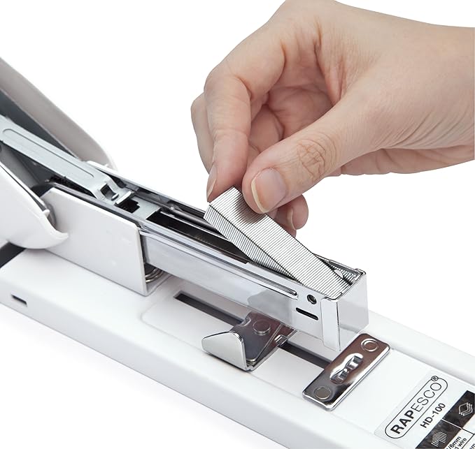Rapesco 1391 ECO HD-100 Heavy-Duty Stapler with 2000 Type 923 Heavy-Duty 3/8" Staples, 100 Sheet Capacity, Soft White