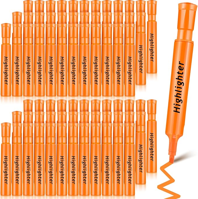 Qilery 72 Pack Highlighters Bulk, Tank Style Chisel Tip Highlighters Markers Pack Quick Drying for Adult Coloring, Home Office Supplies (Orange)