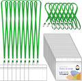 100Pcs Lanyards for ID Badges and 100 Pcs Clear Plastic Horizontal Name Badge ID Card Holders, Flat Neck Lanyards with Clip Waterproof Resealable Name Tag Badge ID Card Holders (Green)