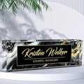Custom Desk Name Plate Personalized, Acrylic Name Plates for Desk, Office Decor Personalized Gifts for Teacher Coworkers Boss Nurse (Black Gold Marble)