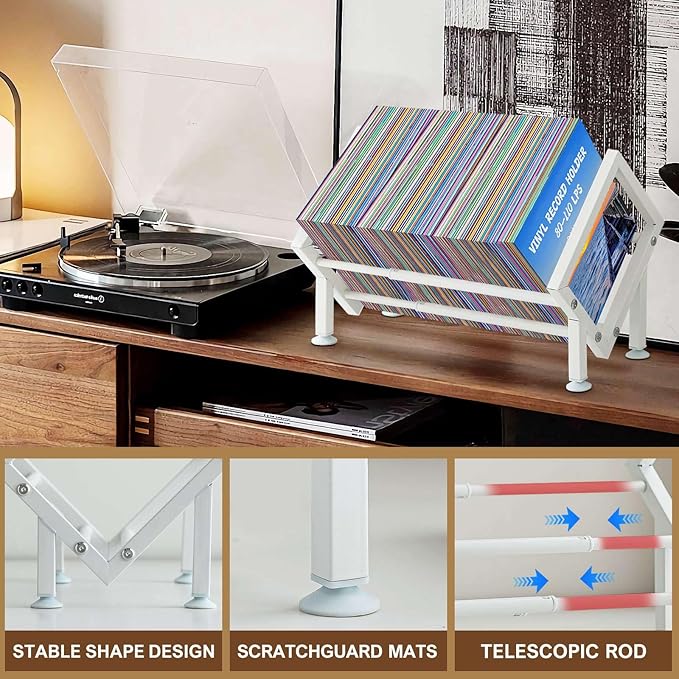 ENCIMART Tabletop Bookshelf Organizer, Adjustable Desk Shelf for Top of Desk in Living Room, Home, Office, Stainless Steel Tilting Bookcase Desktop Storage Book Rack for Magazine/CDs/Books Display