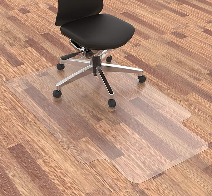 Office Chair Mat for Hardwood Floor, 48”x 30” Vinyl Desk Chair Mat Clear Floor Protector Mat for Rolling Chair Office & Home, Easy Glide and Flat Without Curling