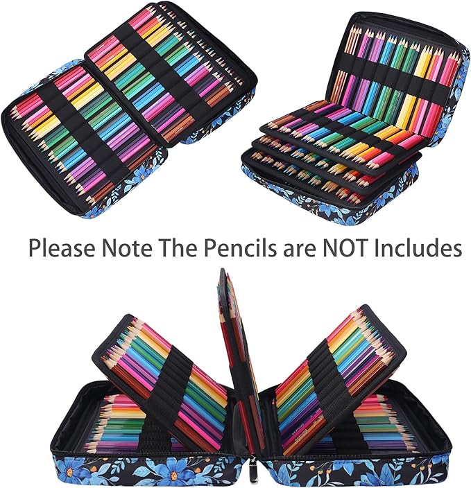 BOMKEE Coloring Pencil Case 220 Slots Pencils/Gel Pens Organizer Waterproof Travel Case Zipper Carrying Portable Pencil Markers Pen Holder Bag for Painter Writers