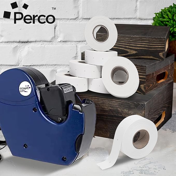 Perco 2 Line Removable Adhesive Labels - 80 Rolls, 10 Sleeves, 60,000 Blank Price and Date Gun Labels for Perco 2 Line Price and Date Guns - Made in USA