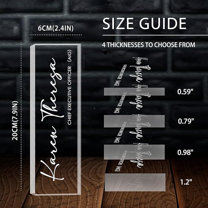 Custom Office Name Plate for Desk, Desk Name Plate Personalized, Personalized Gifts for Women, Appreciation Gifts for Employee Coworkers Boss Teacher, Office Accessories (Engrave Text)