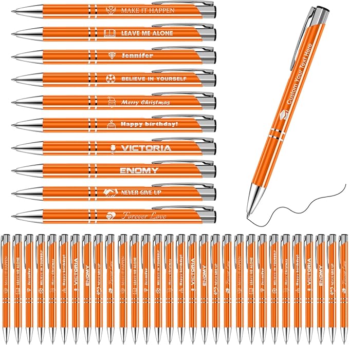 50 Pack Personalized Pens with Logo Text Name Custom Pens in Bulk Black Ballpoint Pens, Gift for Birthday Wedding Christmas Office College Business Promotion
