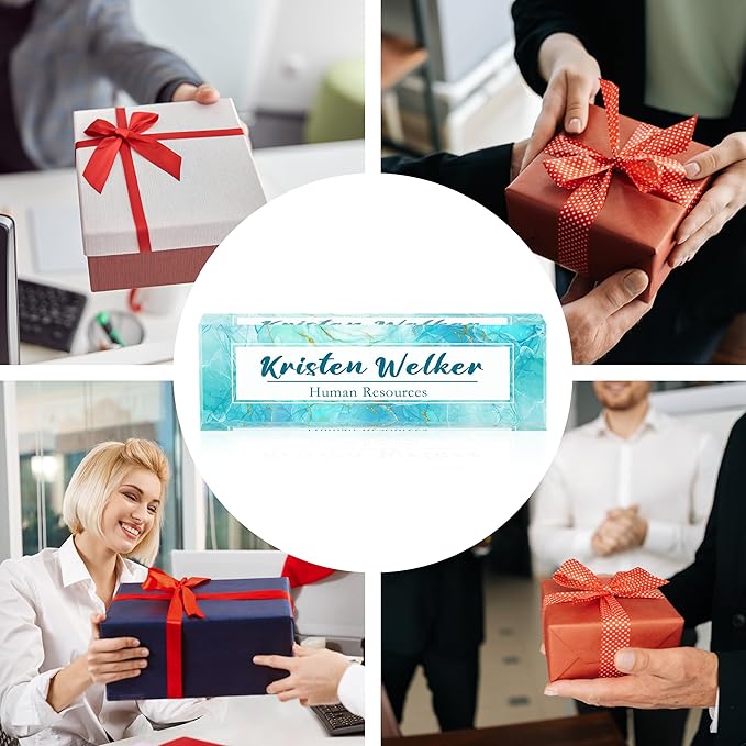 Desk Name Plate Personalized, Premium Gradient Blue Marble Acrylic Desk Name Plate, Personalized Name Plate for Desk, Office Decor for Women or Men Coworkers, Boss, Employee, Teacher