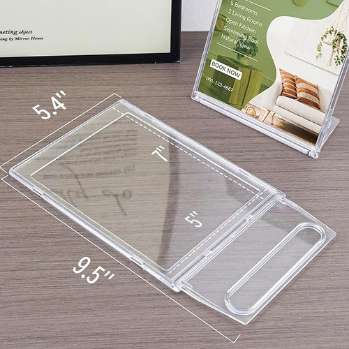 2 Pack 5x7 Inch Sign Holder Vertical, Double-Sided Usage with Swivel Base for Table Display, for Office, Store, Restaurant, Retail Counters, for Menu, Message Board, Note