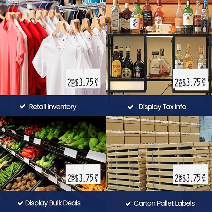 Perco White Pricing Labels for Monarch 1131 Price Gun - 1 Sleeve, 8 Rolls, 20,000 Price Marking Labels - with Ink Roll Included