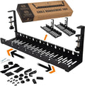 No Drill Under Desk Cable Management Tray - Extendable 16" to 31" Sturdy Steel Desk Cord Hider Raceway - Under Desk Cable Tray Holder with 38 Wire & Cable Rack Organizer Accessories - Black