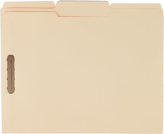 Amazon Basics Manila File Folders with Fasteners for Organized Filing, Letter Size, Light Brown, 100-Pack