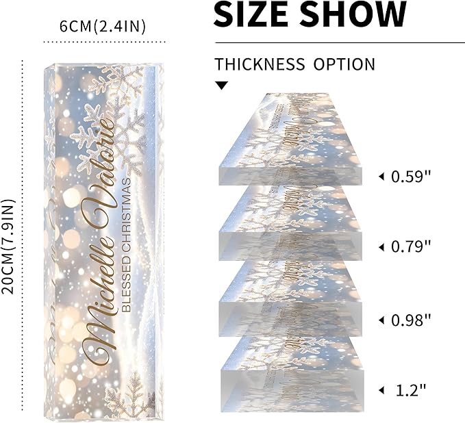 Custom Desk Name Plate Personalized, Acrylic Name Plates for Desk, Office Decor Personalized Gifts for Teacher Coworkers Boss Nurse Christmas Snowflakes