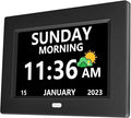 7 Inch Digital Clock with Day and Date for Elderly Alzheimer's Clock Customizable Alarms 3 Display Modes Large Font Alarm Clock for Seniors Auto DST Black