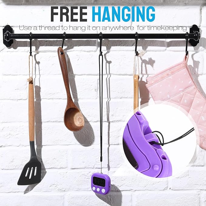 Weewooday 6 Pcs Digital Kitchen Timer Magnetic Timer Bulk On/Off Switch Minute Second Count up Countdown Loud Alarm for Exercise Cook Baking (Novel Color)