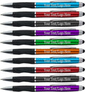 Personalized Pens With your Custom Logo or Text-300 Pack Bulk-for Businesses, Parties, and Events, 2 in 1 Ballpoint Pen + Capacitive Stylus for Touchscreen Devices, Dark Assorted Barrels, Blue Ink