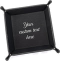 Lifetime Creations Create Your Own Personalized Valet Tray (Black) - Custom Vegan Leather Snap Catchall, Desk Organizer, Groomsmen Gift