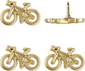 Bicycle Push Pins - Gold Metal Bike Pins - for Cork Board, Maps, or Lapel Pin Use - Designed in USA - Set of 4