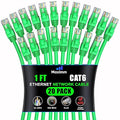 Maximm Cat 6 Ethernet Cable 1 ft (20-Pack) - High-Speed LAN Cable, Internet Cable, Patch Cable, and Network Cable - UTP, 10Gbps, 550MHz Ethernet Cord - Green