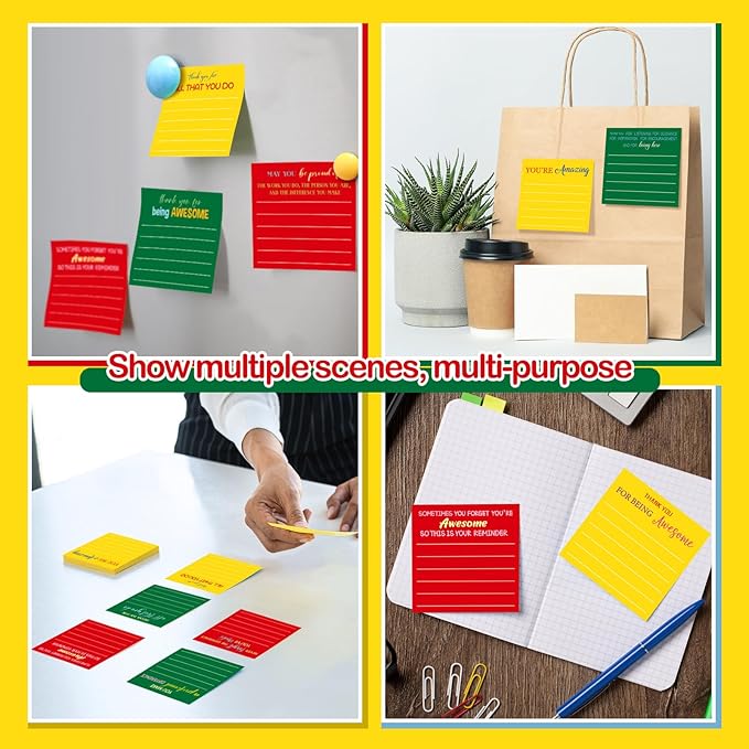 Yinder 24 Pcs Employee Appreciation Sticky Notes New Year Gift Bulk Motivation Sticky Note Pads Inspirational Gift for Teacher Nurse Staff Coworker Office Supply 3 x 3'' (Appreciation,Xmas)