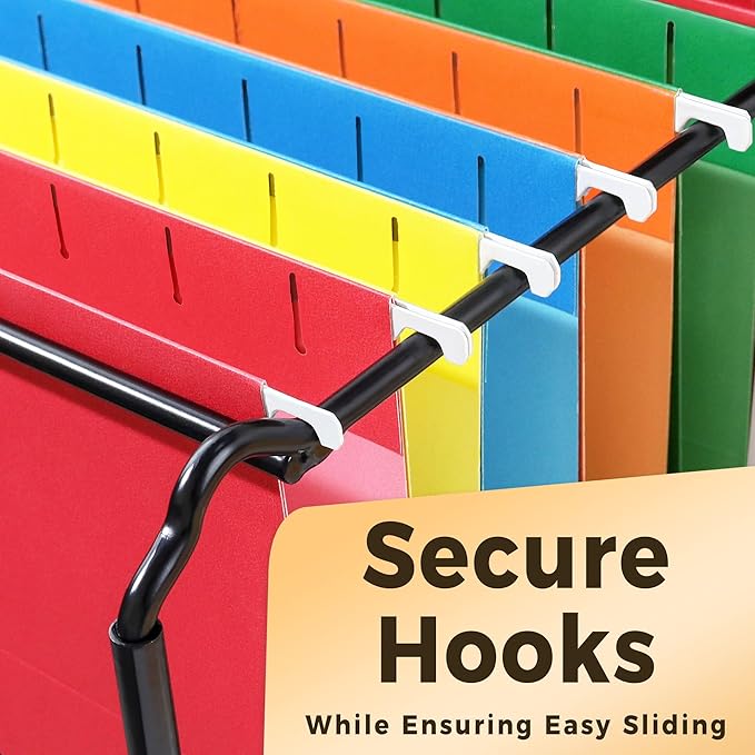 SUNEE Hanging File Folders, Assorted Colors - 75 Pack, Colored File Folders Letter Size with 1/5-Cut Tabs, Ideal for Organizing Home and Office Documents