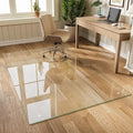 FlyEcho Glass Chair Mat 48" x 80" Heavy Duty Tempered Glass Office Chair Mat, Glass Floor Mat with Round Corner and Polished Edge for Smooth Glide, Carpet Hardwood Floor Protector