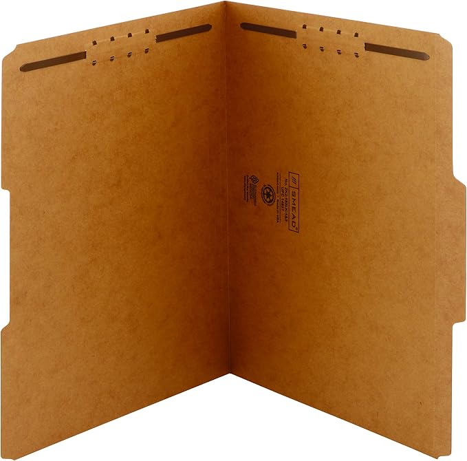 Smead Fastener File Folder, 2 Fasteners, Reinforced 1/3-Cut Tab, Letter Size, Kraft, 21 per Box (14839)