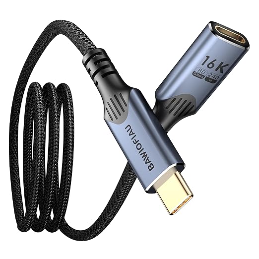 3.3ft/1 M usb c to usb c Extension Cable Compatible with Thunderbolt 5, high Speed 80gbps Data Transfer,240w USB 5.0 type c Male to Female Extension Cable 5A Fast Charging,8K/16K Video Display