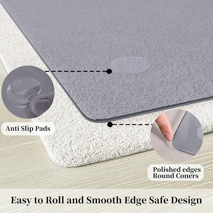 FlyEcho Glass Chair Mat 46" x 55" Heavy Duty Tempered Glass Office Chair Mat, Glass Floor Mat with Round Corner and Polished Edge for Smooth Glide, Carpet Hardwood Floor Protector,Grey