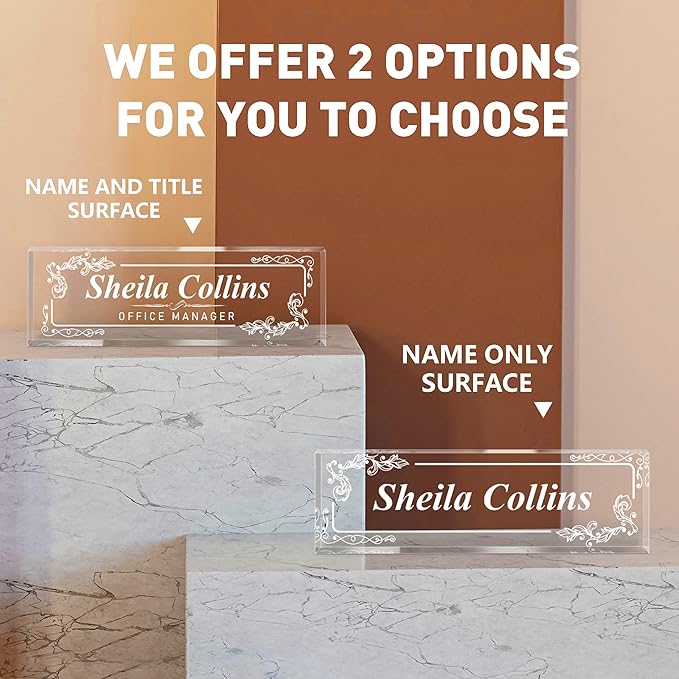 Custom Engraved Name Plate for Desk, Acrylic Desk Name Plate Personalized, Office Decor for Women Men, Acrylic Desk Accessories, Office Gifts for Boss Teacher, Staff Employee Appreciation Gifts