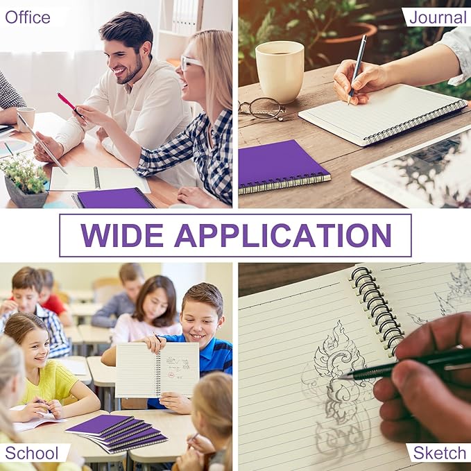 Yahenda 6 Pcs Spiral Notebook Bulk A5 Journal Lined 8.3'' x 5.5'' Writing Composition Paper Small Notepad Subject Notebook for Students Office Business Back to School Supplies (Purple)