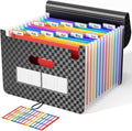 ABC life Accordion File Organizer 12 Pockets,Expanding File Folder/Portable A4 Letter Size Filling Box, Expandable Desktop Accordian Folder, Plastic Paper Document Coupon Organiser with Colored Labels