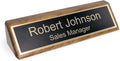ExcelMark Personalized Walnut Wood Business Desk Black Name Plate with Gold Letters - 2"x 8"