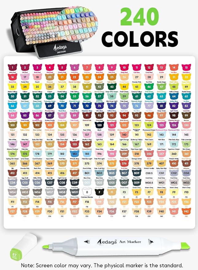 240 Colors Alcohol Markers with Free App, Dual Tip Art Marker with Kickstand Case for Artists Adults. Alcohol Based Markers for Coloring Painting Sketching and Drawing, Great Gift