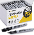 WOSWEL Permanent Markers Bulk, 200 Pack, Black Permanent Marker Pens, Fine Tip, Waterproof, Quick Drying, Smooth Writing, Used on Glass Metal Stone Paper Most Surfaces, Office School Supplies