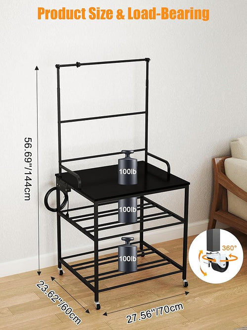 3D Printer Stand with Filaments Storage Rack Rolling 3D Printer Table with Wheels 3D Printing Stand Workbench Holder for PLA/ABS/PETG/TPU for Studio,Office, Garage, Workshop