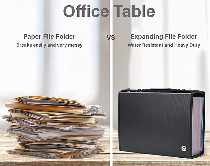 CNK Accordion File Folders with 24 Pockets Organizer for Document Paper Storage Folder Documents Expanding Binder Folio Pocket Receipt Filing Expandable Files Dividers Labels Letter Durable Handle