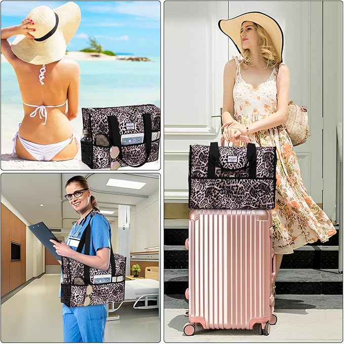 Utility Tote Bag with Laptop Compartment Luggage Sleeve Zippered Multi-pocket Commute Shoulder Purse for Nursing/Work